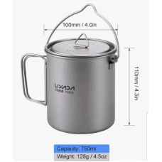Казанок кухоль туристичний каструля титанова Lixada 750ml