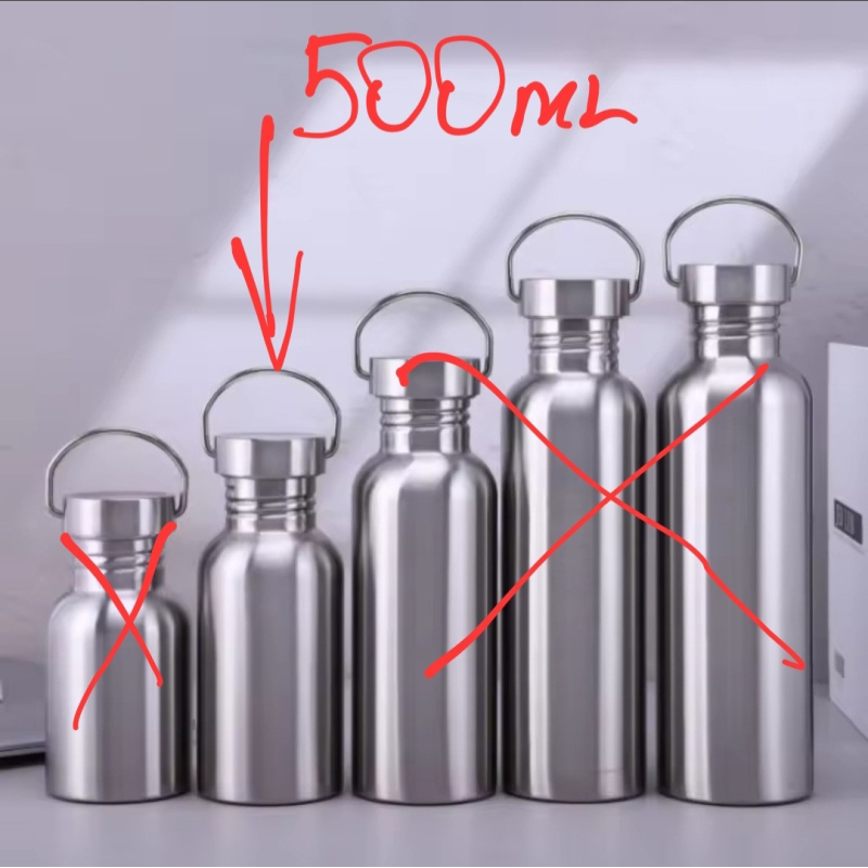 Фляга пляшка неіржавка одностінна 500 мл із ручкою.