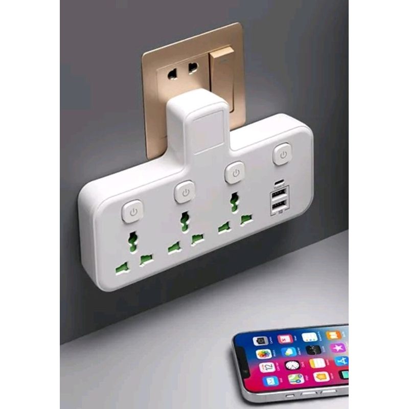 Трійник США змінного струму 110вольт + IQ + TYPE-C Трійник США змінного струму 110вольт + IQ + TYPE-C